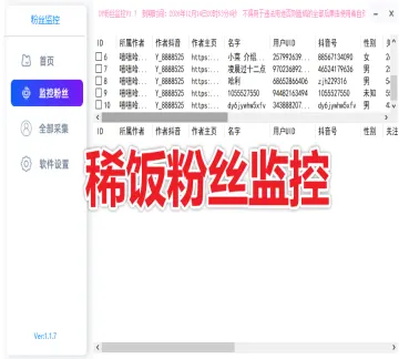 【新品推荐】抖音稀饭粉丝监控-购买自动发下载地址和卡密